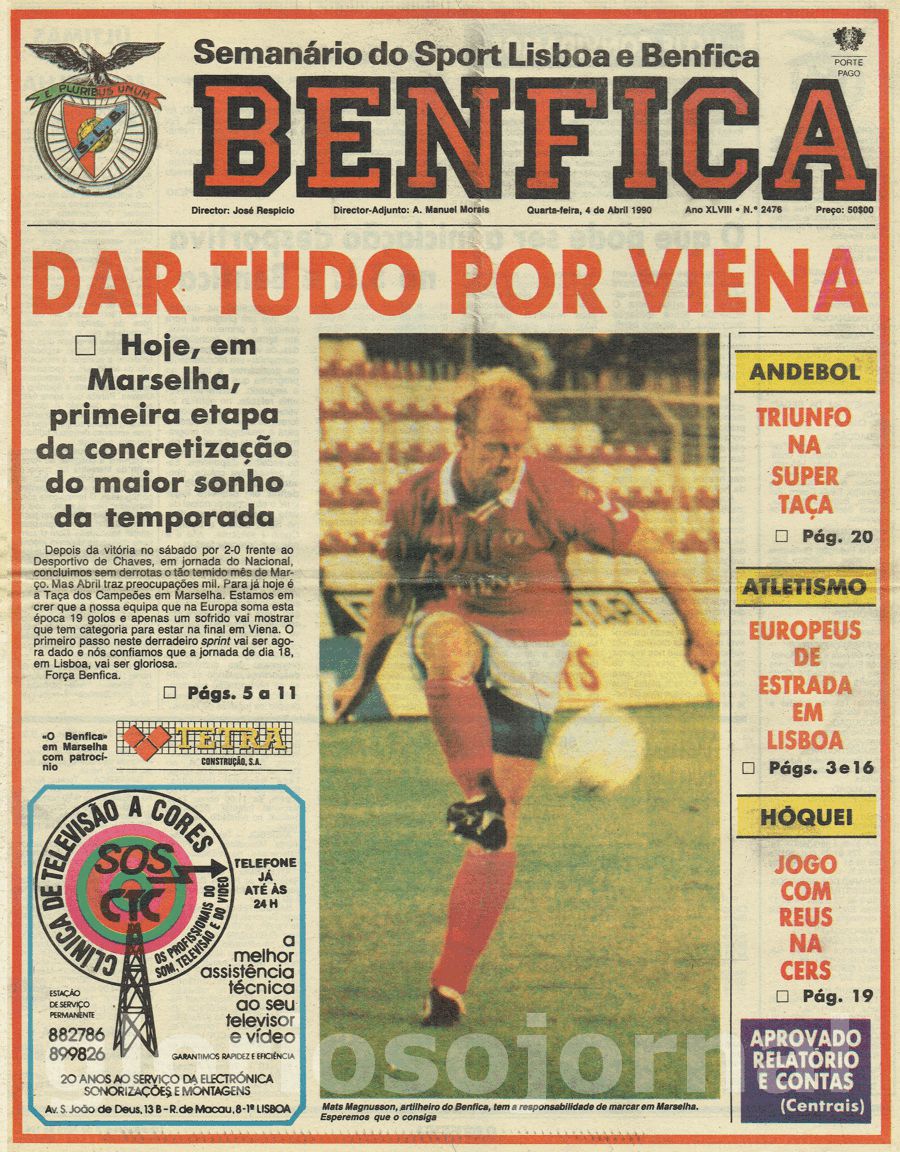 jornal o benfica 2476 1990-04-04